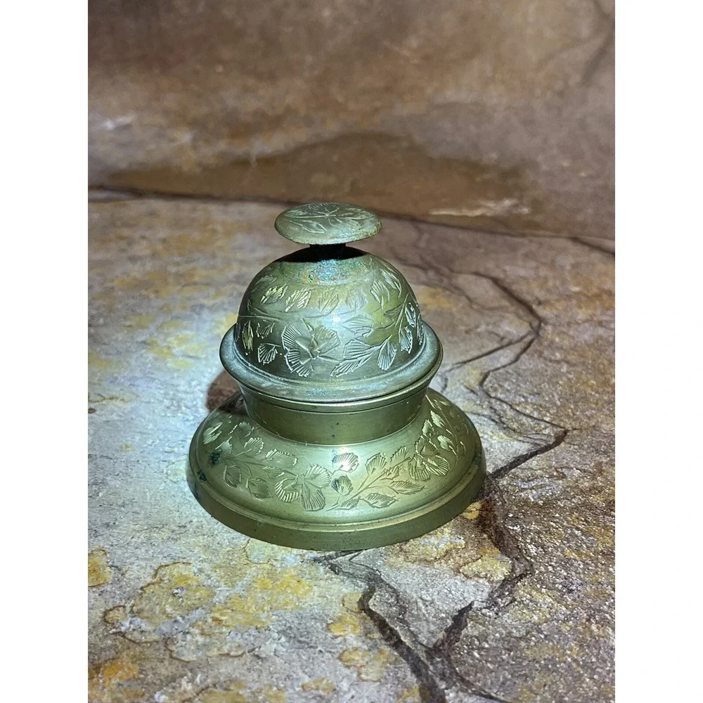 Vintage Brass Bell with matching Base.  Made in India.